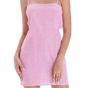 Bargoos Pink Gingham Check Cut Out Twist Mini Dress